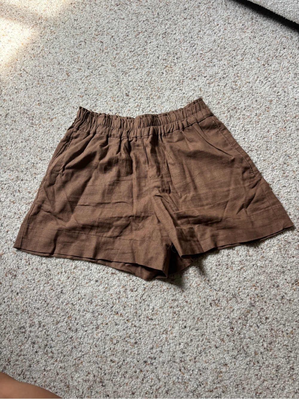 Brown paper bag linen shorts